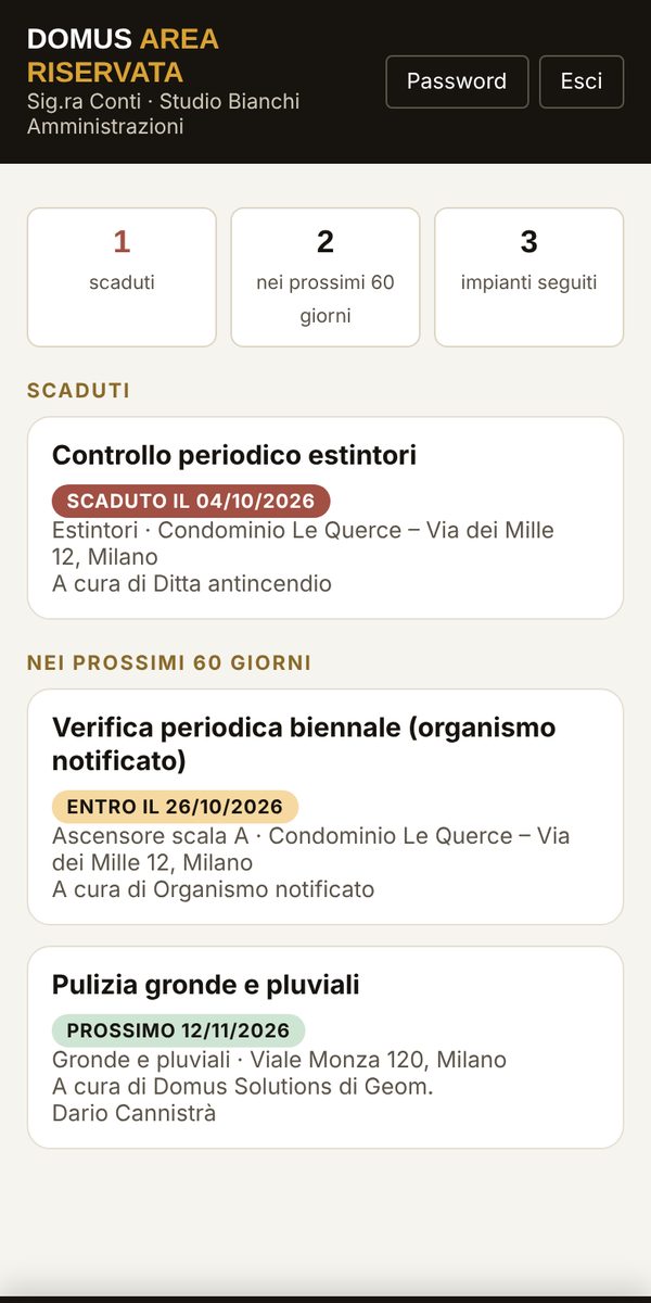 Scadenze degli impianti: scaduti e in arrivo nei prossimi 60 giorni